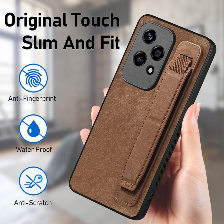 For Honor 200 Lite Golbal Retro Wristband Holder Leather Back Phone Case