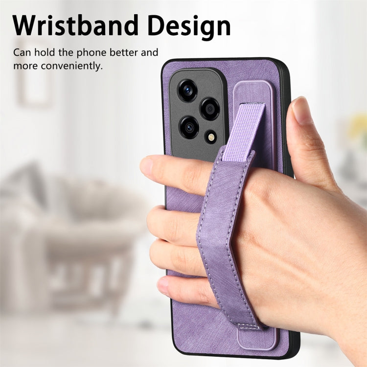 For Honor 200 Lite Golbal Retro Wristband Holder Leather Back Phone Case