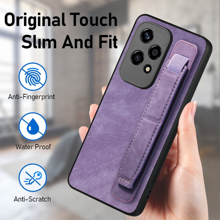 For Honor 200 Lite Golbal Retro Wristband Holder Leather Back Phone Case