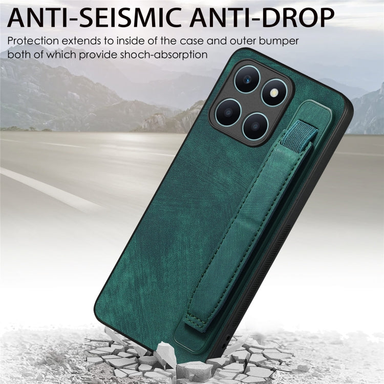 For Honor X6a Retro Wristband Holder Leather Back Phone Case