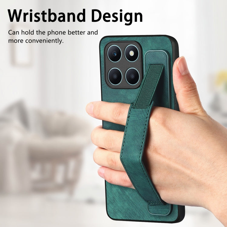 For Honor X6a Retro Wristband Holder Leather Back Phone Case