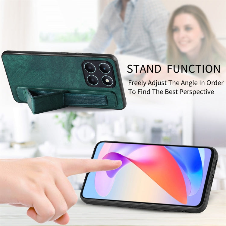 For Honor X6a Retro Wristband Holder Leather Back Phone Case