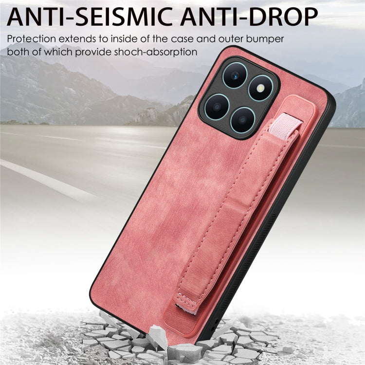 For Honor X6a Retro Wristband Holder Leather Back Phone Case