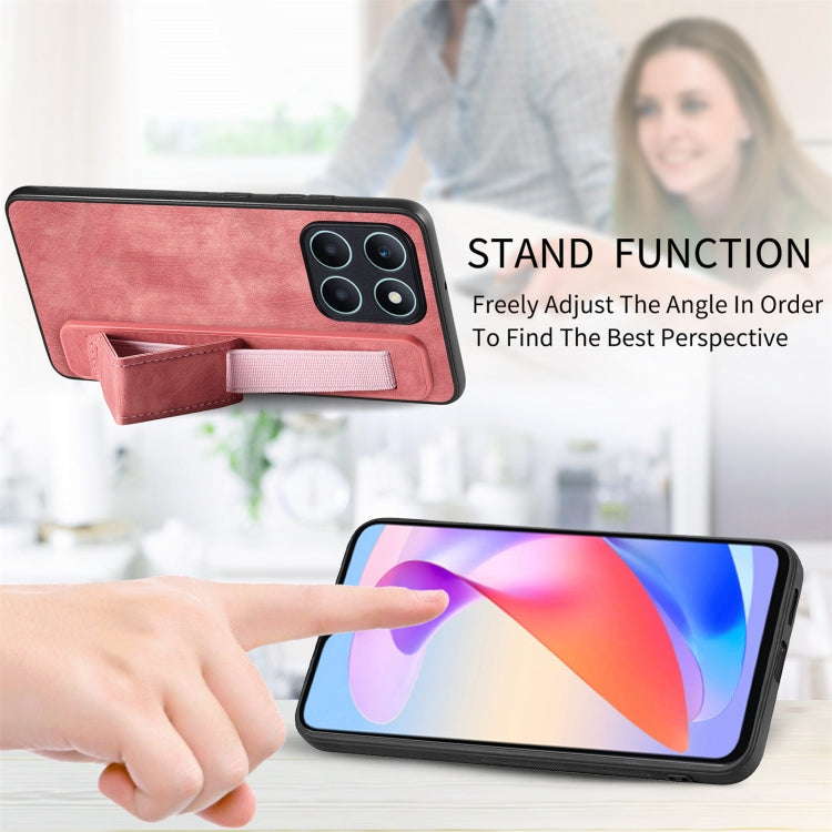 For Honor X6a Retro Wristband Holder Leather Back Phone Case