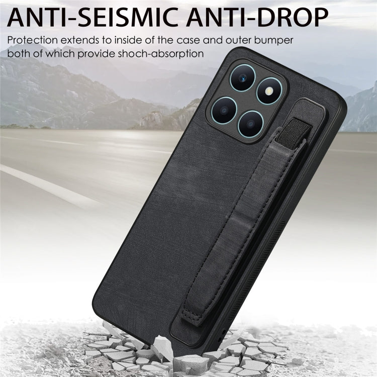 For Honor X6a Retro Wristband Holder Leather Back Phone Case