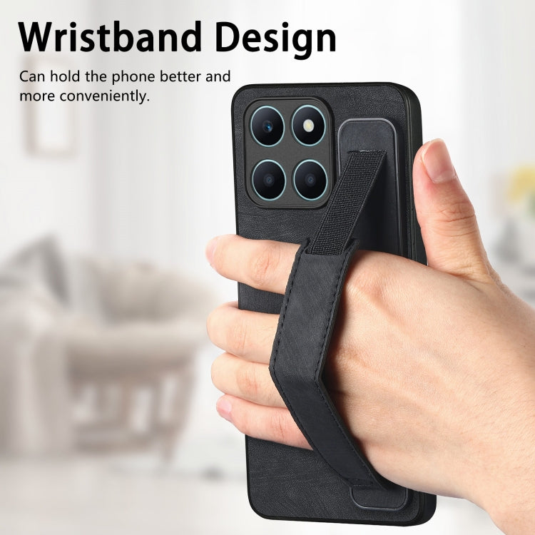 For Honor X6a Retro Wristband Holder Leather Back Phone Case