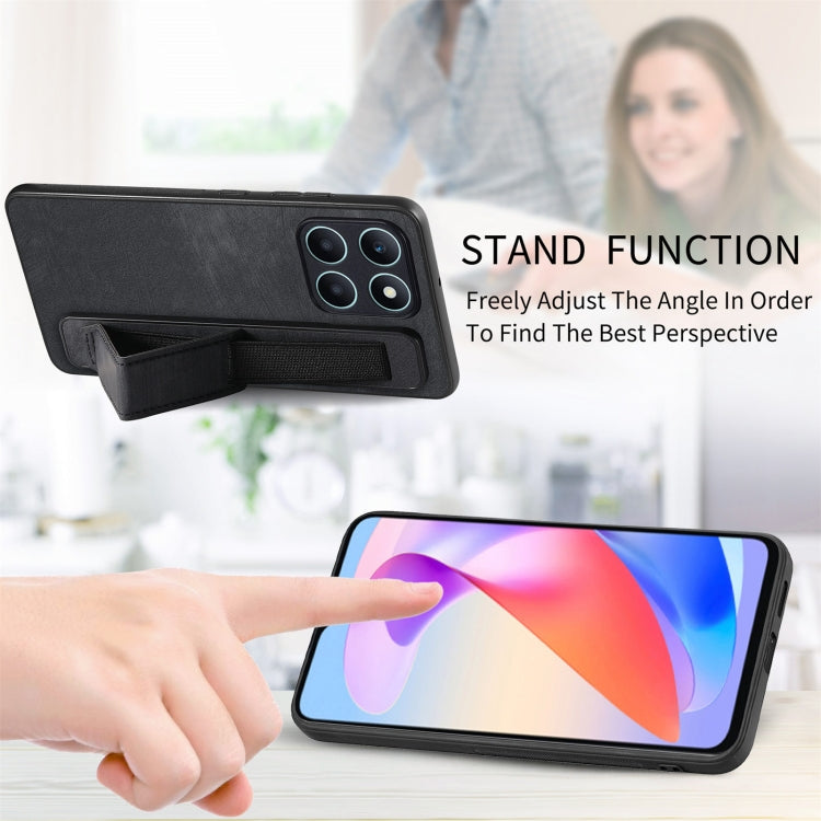 For Honor X6a Retro Wristband Holder Leather Back Phone Case