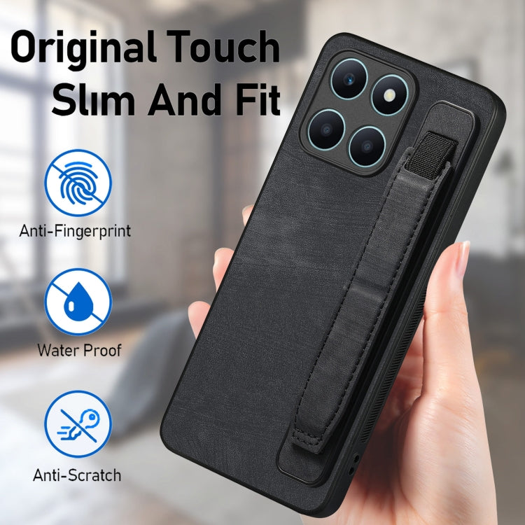 For Honor X6a Retro Wristband Holder Leather Back Phone Case