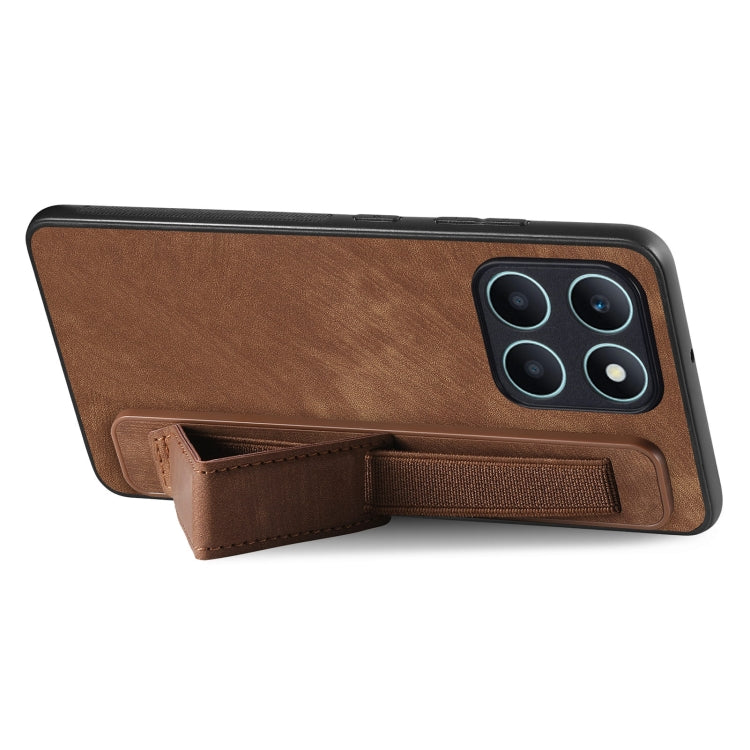 For Honor X6a Retro Wristband Holder Leather Back Phone Case