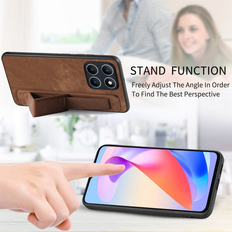 For Honor X6a Retro Wristband Holder Leather Back Phone Case