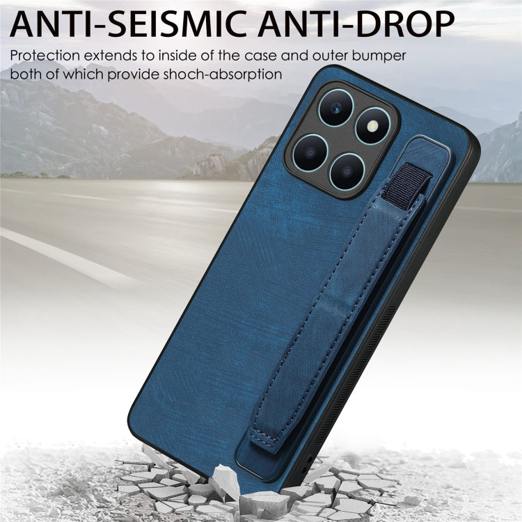For Honor X6a Retro Wristband Holder Leather Back Phone Case