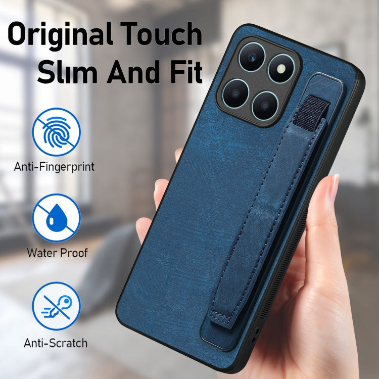 For Honor X6a Retro Wristband Holder Leather Back Phone Case