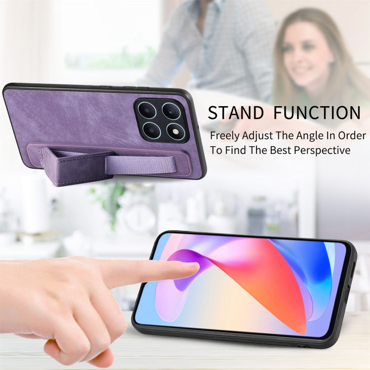 For Honor X6a Retro Wristband Holder Leather Back Phone Case