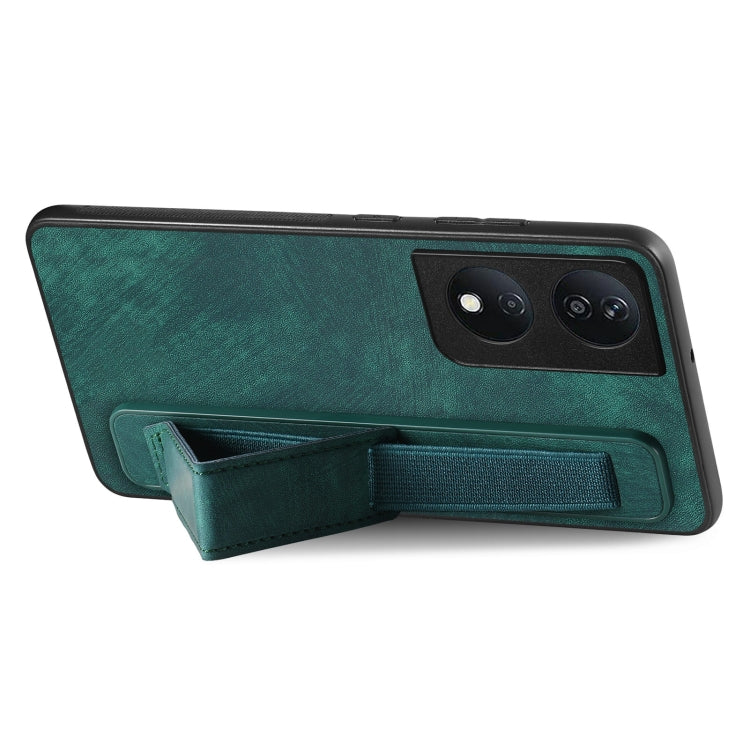 For Honor X7b Retro Wristband Holder Leather Back Phone Case