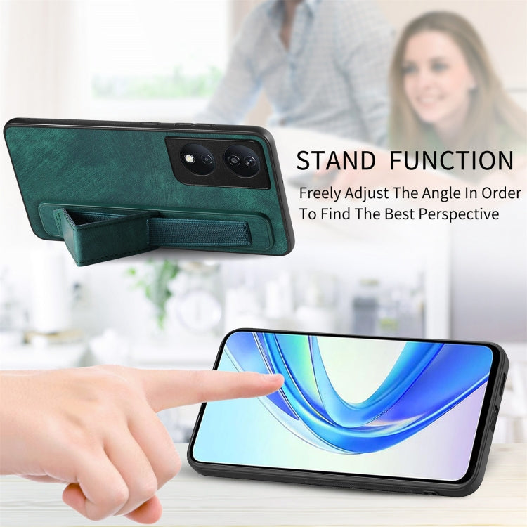 For Honor X7b Retro Wristband Holder Leather Back Phone Case