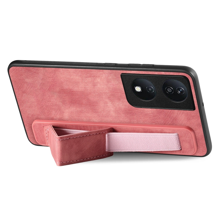 For Honor X7b Retro Wristband Holder Leather Back Phone Case