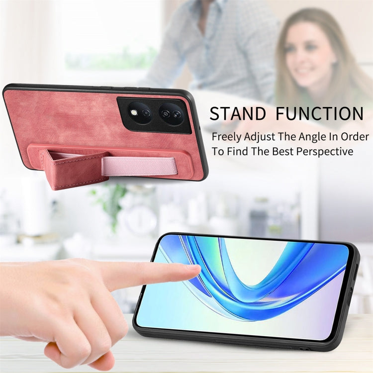 For Honor X7b Retro Wristband Holder Leather Back Phone Case