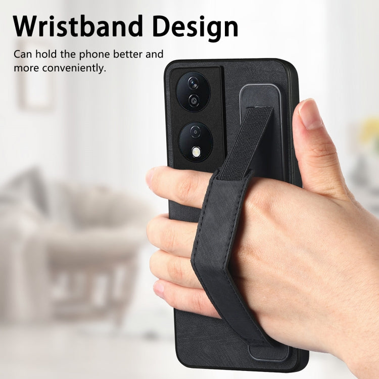 For Honor X7b Retro Wristband Holder Leather Back Phone Case