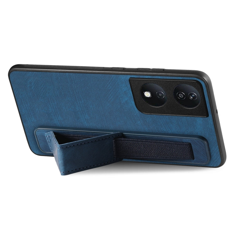 For Honor X7b Retro Wristband Holder Leather Back Phone Case