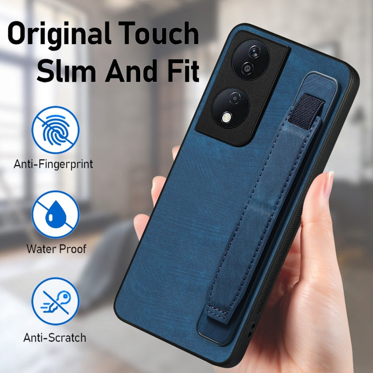 For Honor X7b Retro Wristband Holder Leather Back Phone Case