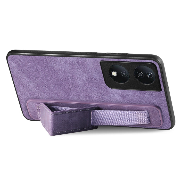 For Honor X7b Retro Wristband Holder Leather Back Phone Case