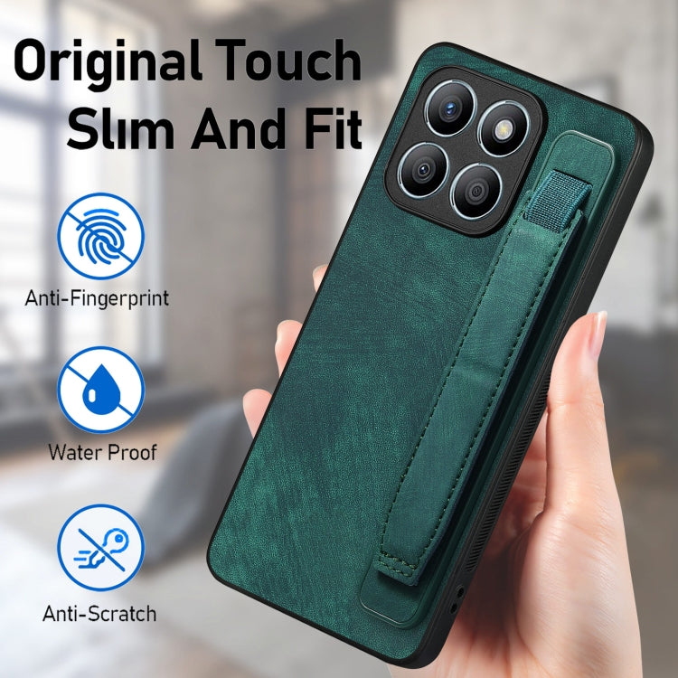 For Honor X8b Retro Wristband Holder Leather Back Phone Case