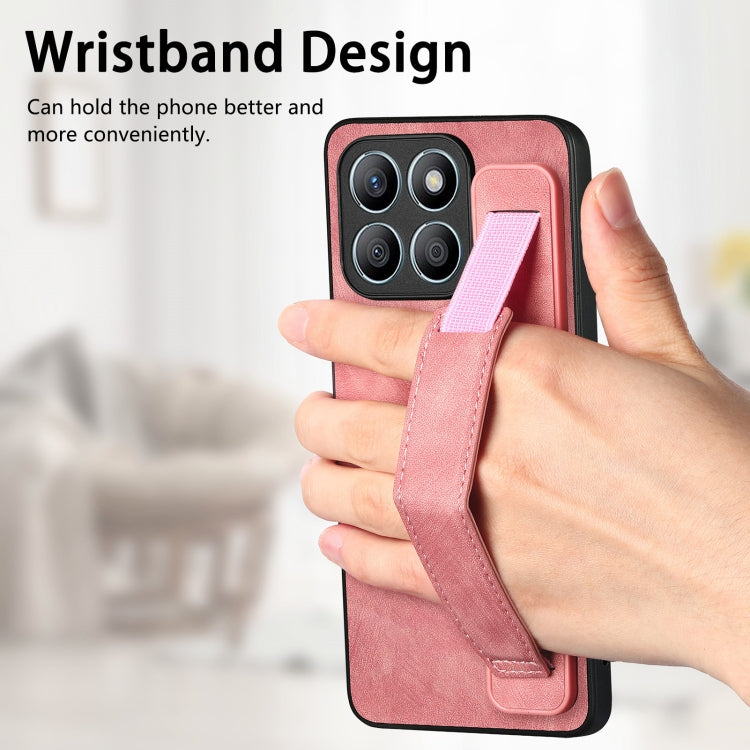 For Honor X8b Retro Wristband Holder Leather Back Phone Case
