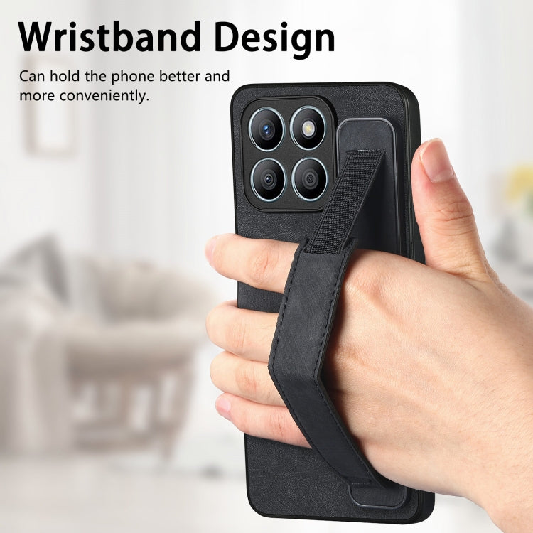 For Honor X8b Retro Wristband Holder Leather Back Phone Case
