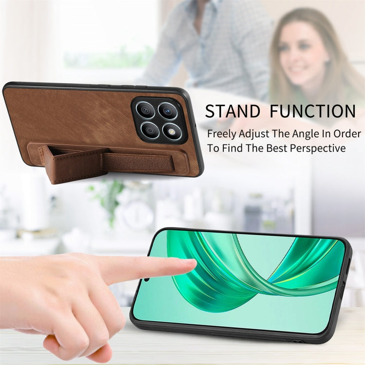 For Honor X8b Retro Wristband Holder Leather Back Phone Case