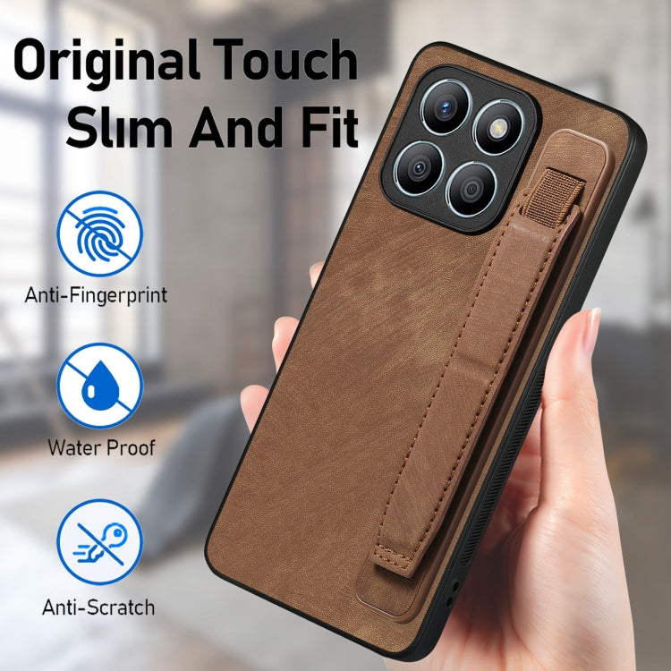 For Honor X8b Retro Wristband Holder Leather Back Phone Case