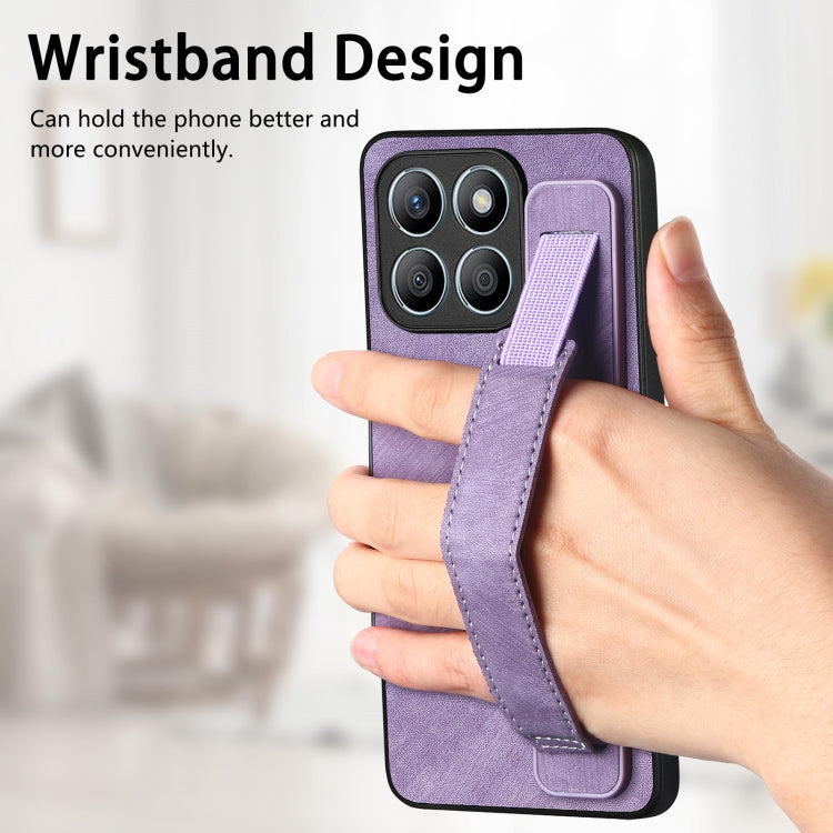 For Honor X8b Retro Wristband Holder Leather Back Phone Case