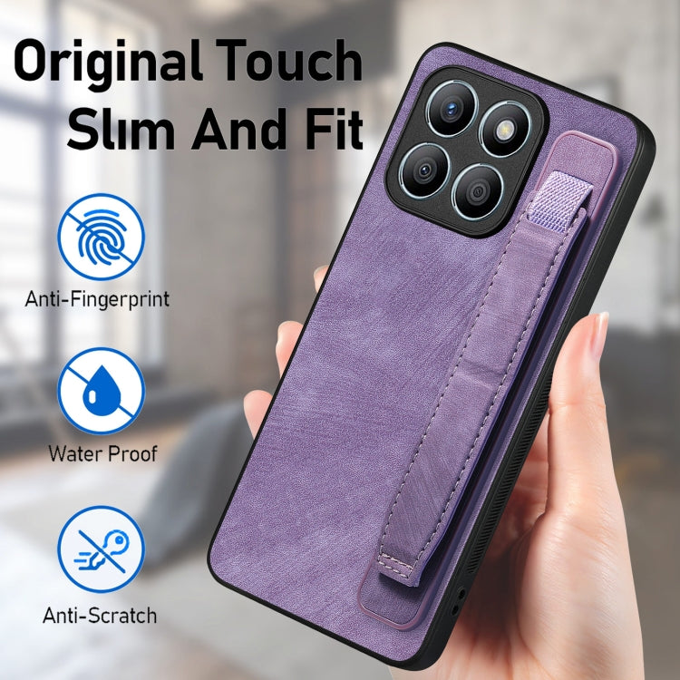 For Honor X8b Retro Wristband Holder Leather Back Phone Case