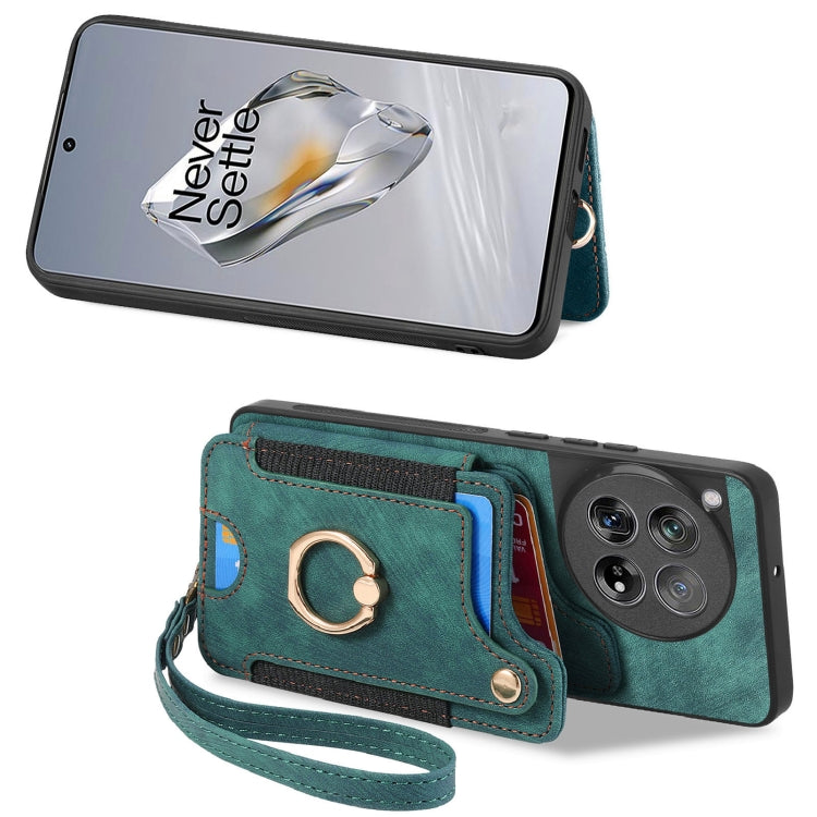 For OnePlus 12 5G Retro Skin-feel Ring Multi-card RFID Wallet Phone Case