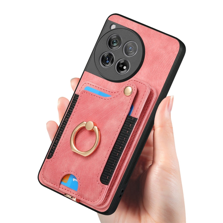 For OnePlus 12 5G Retro Skin-feel Ring Multi-card RFID Wallet Phone Case