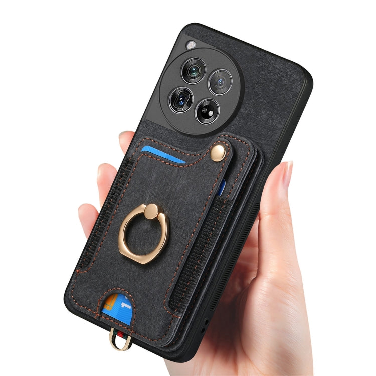 For OnePlus 12 5G Retro Skin-feel Ring Multi-card RFID Wallet Phone Case