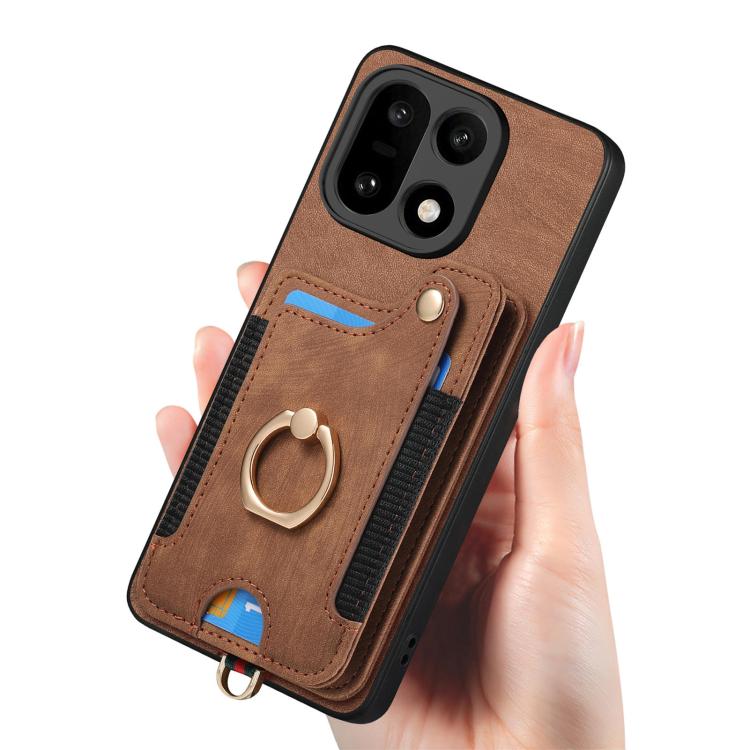 For OnePlus 15 Retro Skin-feel Ring Multi-card RFID Wallet Phone Case