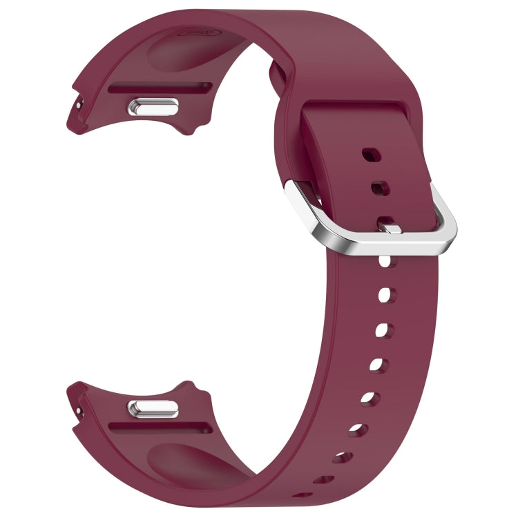 For Samsung Galaxy Watch7 40 / 44mm Solid Color Silver Buckle Quick Release Silicone Watch Band