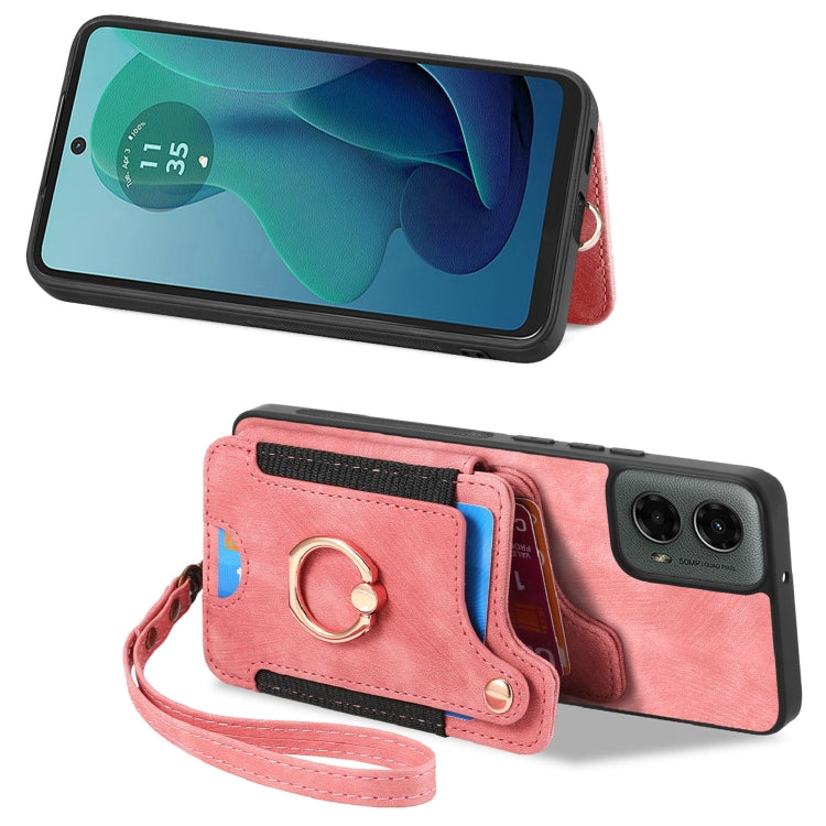 For Motorola Moto G 2024 Retro Skin-feel Ring Multi-card RFID Wallet Phone Case