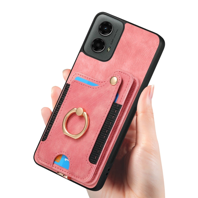 For Motorola Moto G 2024 Retro Skin-feel Ring Multi-card RFID Wallet Phone Case