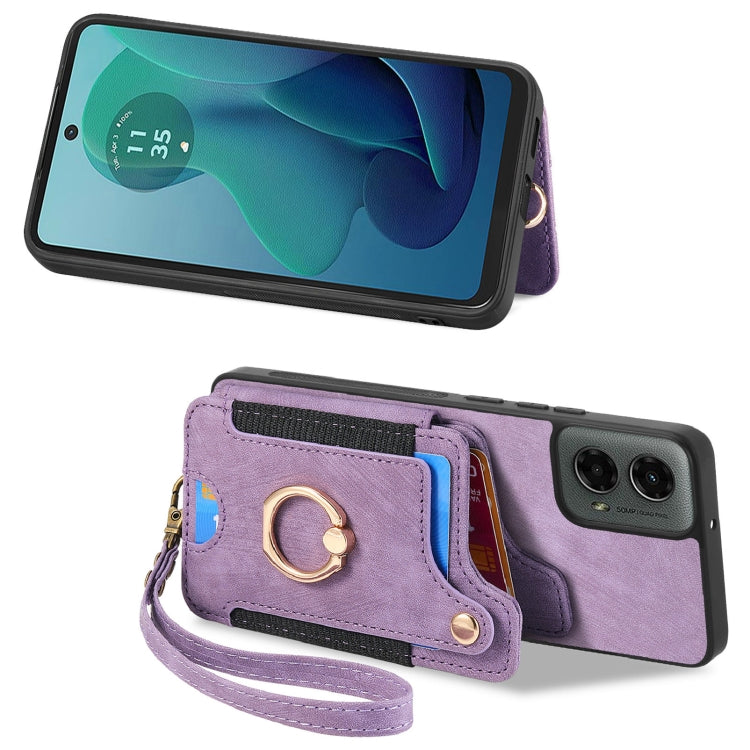 For Motorola Moto G 2024 Retro Skin-feel Ring Multi-card RFID Wallet Phone Case