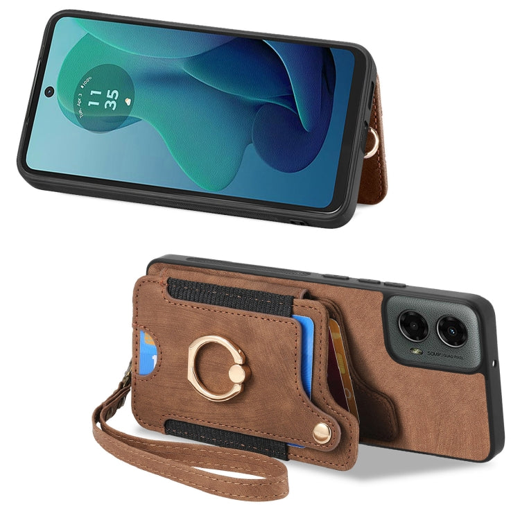 For Motorola Moto G 2024 Retro Skin-feel Ring Multi-card RFID Wallet Phone Case