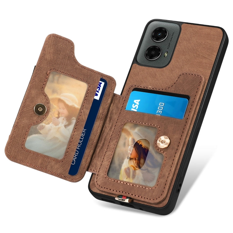For Motorola Moto G 2024 Retro Skin-feel Ring Multi-card RFID Wallet Phone Case