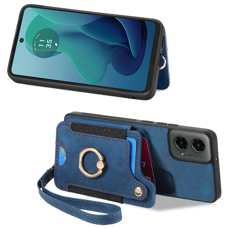 For Motorola Moto G 2024 Retro Skin-feel Ring Multi-card RFID Wallet Phone Case