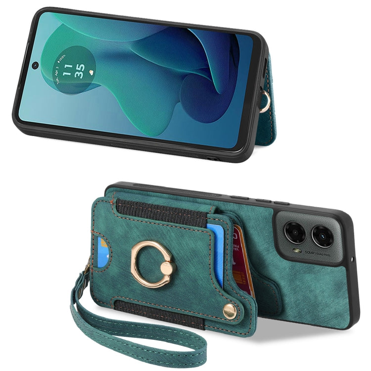 For Motorola Moto G 2024 Retro Skin-feel Ring Multi-card RFID Wallet Phone Case