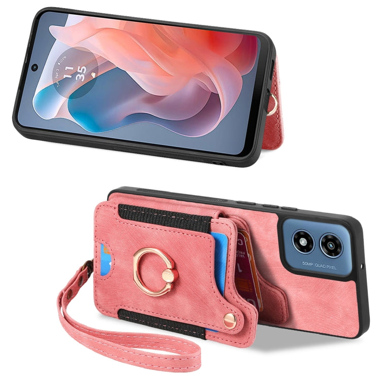 For Motorola G Play 2024 Retro Skin-feel Ring Multi-card RFID Wallet Phone Case