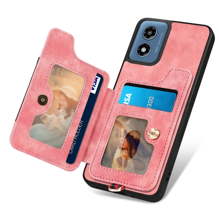 For Motorola G Play 2024 Retro Skin-feel Ring Multi-card RFID Wallet Phone Case