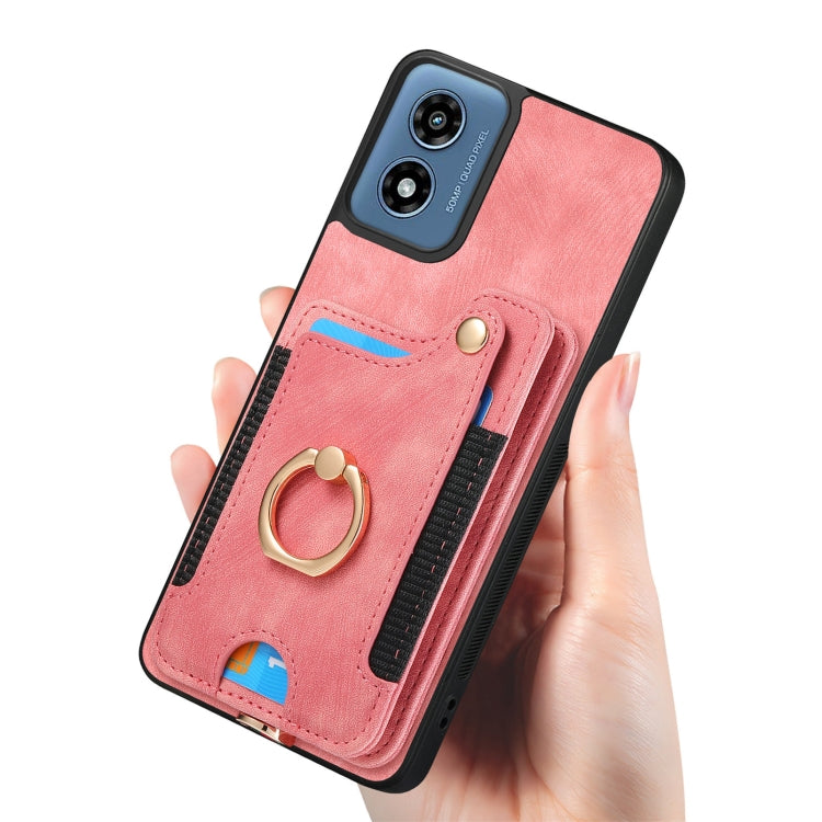 For Motorola G Play 2024 Retro Skin-feel Ring Multi-card RFID Wallet Phone Case