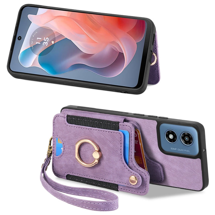 For Motorola G Play 2024 Retro Skin-feel Ring Multi-card RFID Wallet Phone Case