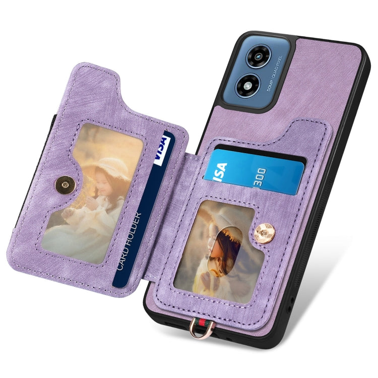 For Motorola G Play 2024 Retro Skin-feel Ring Multi-card RFID Wallet Phone Case