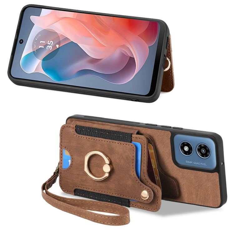 For Motorola G Play 2024 Retro Skin-feel Ring Multi-card RFID Wallet Phone Case